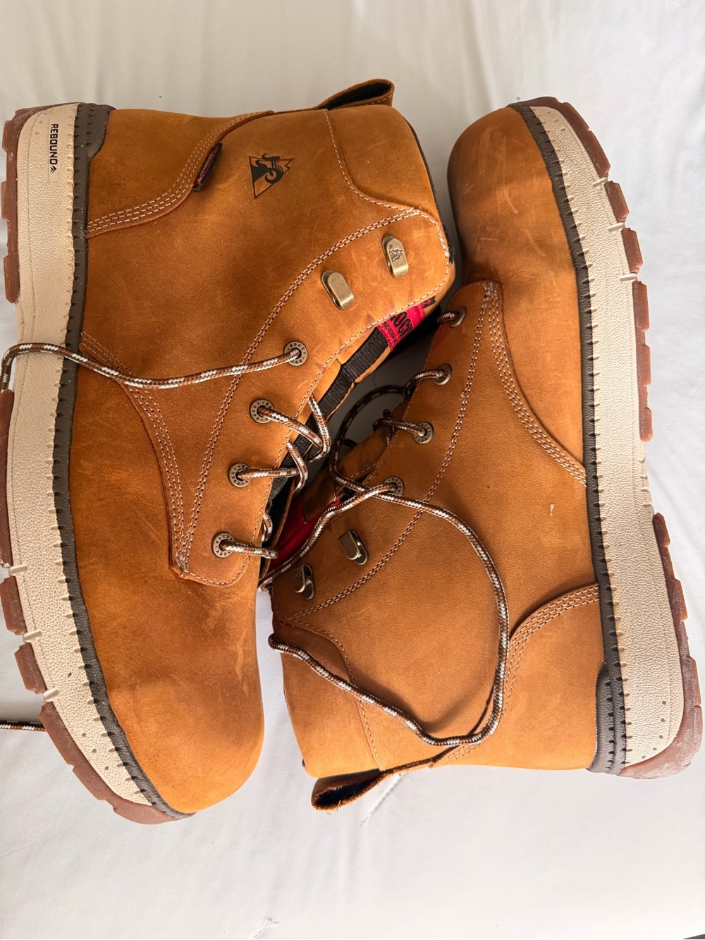 Men's size 15 Tan Rocky Nubuck Work Boots - Casual Lace-Up